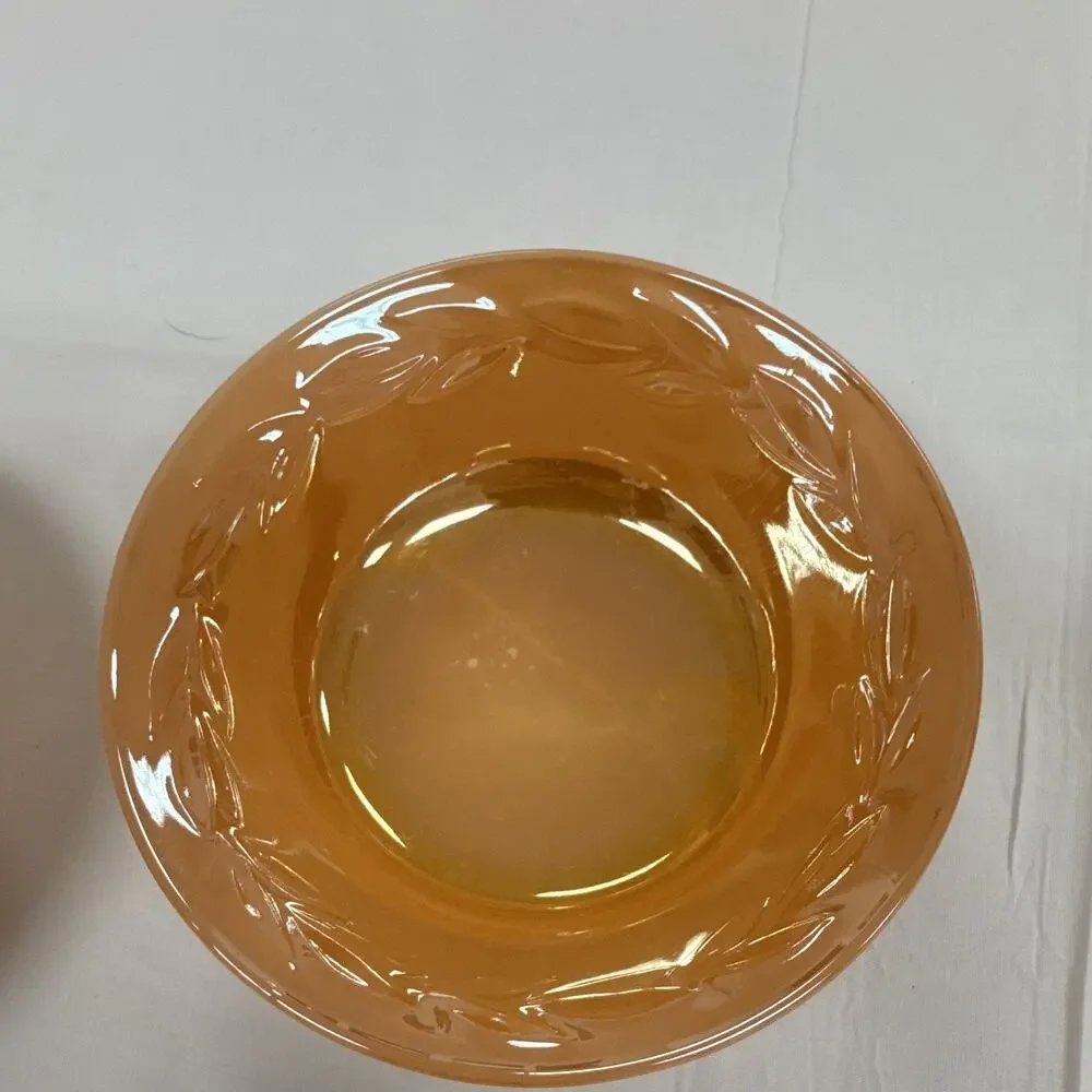 Copied - Fire-King Peach Laurel Stackable 4pc Bowl Set Mid-Century Pressed Glass